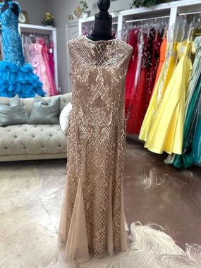 Alex Evenings Rose Gold Sequin Evening Dress